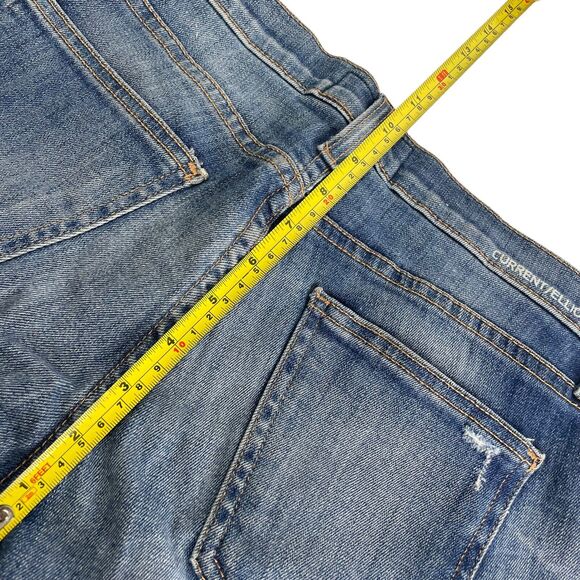 Current/Elliott The Stiletto Niagara Destroy Blue Cropped Skinny Jeans Size 25 - Picture 6 of 12